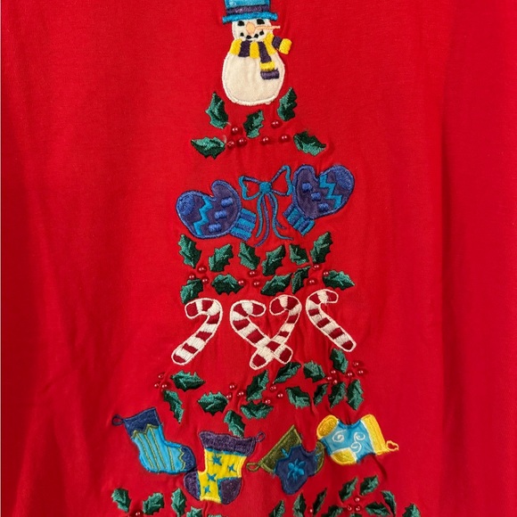 Christmas Top with Embroidered Holiday Decor Size Small - Picture 2 of 6